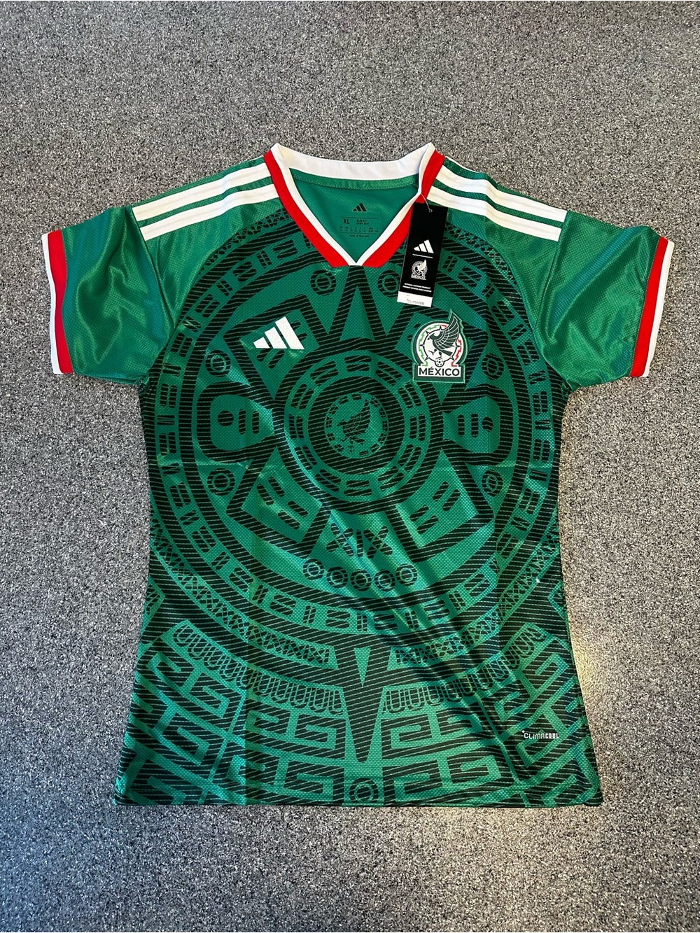 adidas Green Mexico Women's Soccer Jersey with Red & White Trim